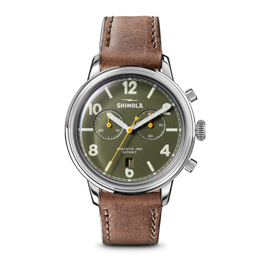 Shinola Traveler Chronograph Watch S0120311530-1-DkOlv-42-USA
