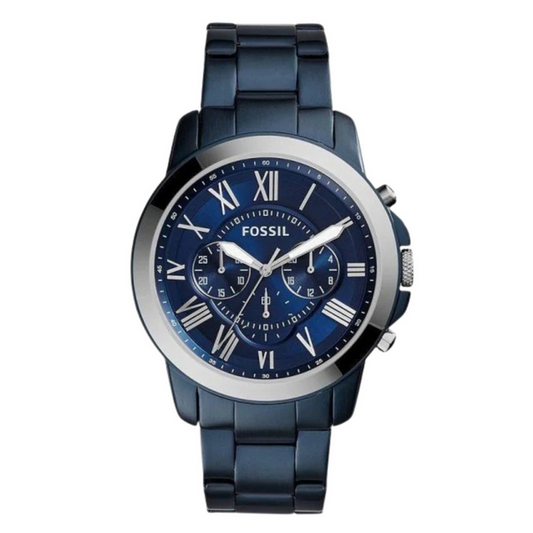 Fossils Grant Blue Stainless Steel Blue Dial Chronograph Quartz Watch for Gents FS5230