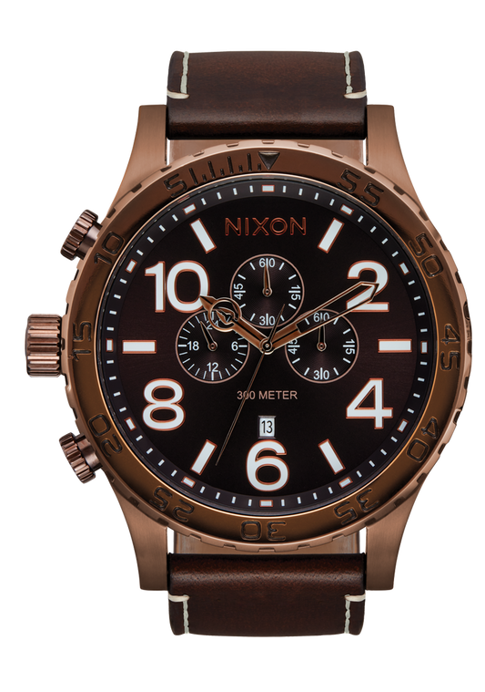 Nixon 51-30 Chrono Leather Chocolate / Dark Roast A1392-5240
