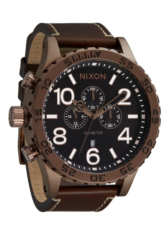Nixon 51-30 Chrono Leather Chocolate / Dark Roast A1392-5240