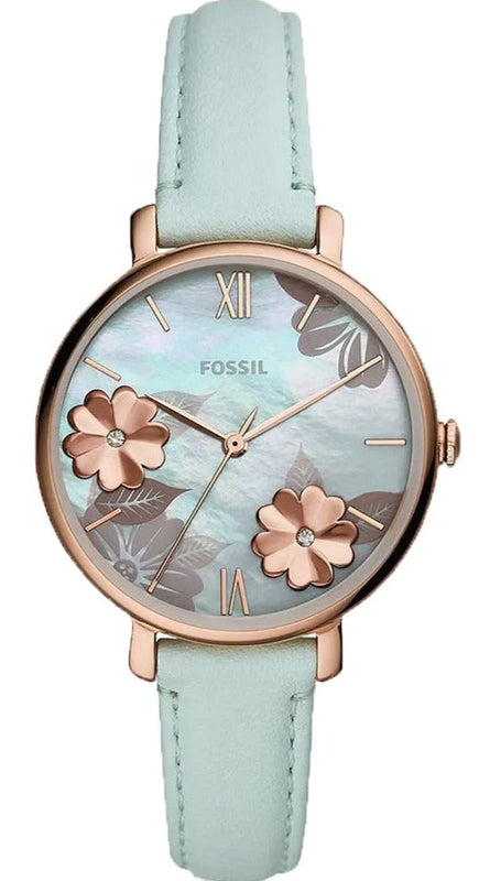 Fossils Jacqueline Multi Colored Dial Blue Leather Strap Watch For Women ES4813