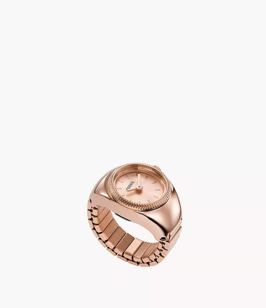 Fossils Watch Ring Two-Hand Rose Gold-Tone Stainless Steel ES5247