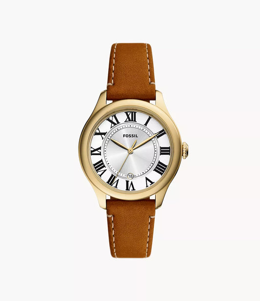 Fossil Gilmore Three-Hand Date Medium Brown Leather Watch ES5397