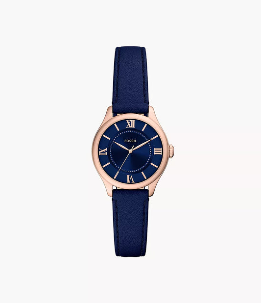 Fossil Gilmore Three-Hand Navy Leather Watch ES5424