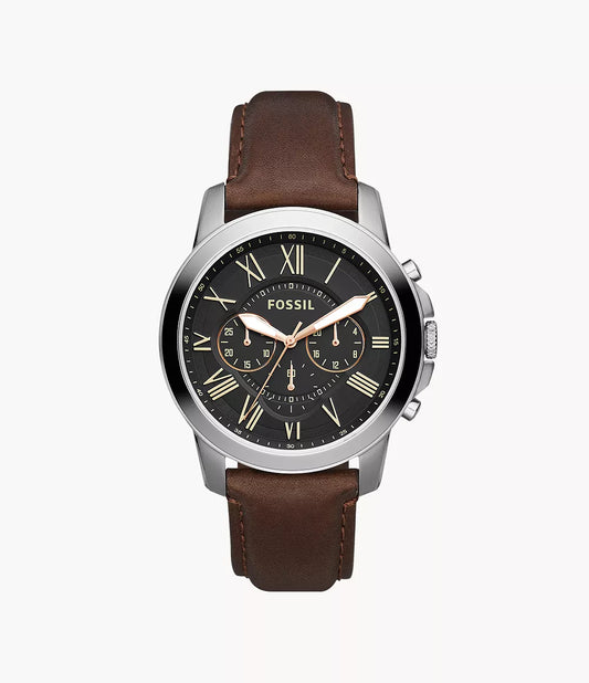 Fossils Grant Chronograph Brown Leather Watch FS4813