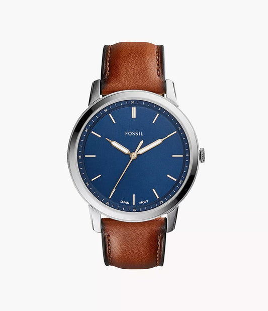 Fossils Minimalist Slim Three-Hand Light Brown Leather Watch FS5304
