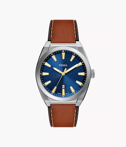 Fossil Everett Three-Hand Date Brown Leather Watch FS6115