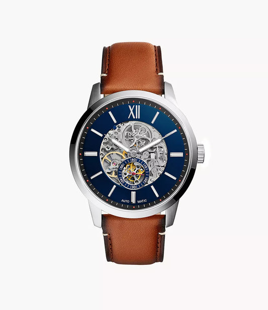 Fossils Townsman 48mm Automatic Light Brown Leather Watch ME3154