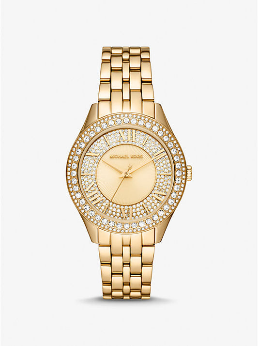 Michael Kors Harlowe gold-tone pave watch MK4709