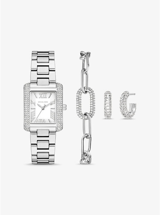 Michael Kors Emery Petite Silver-Tone Watch and Jewelry Gift Set MK4839SET