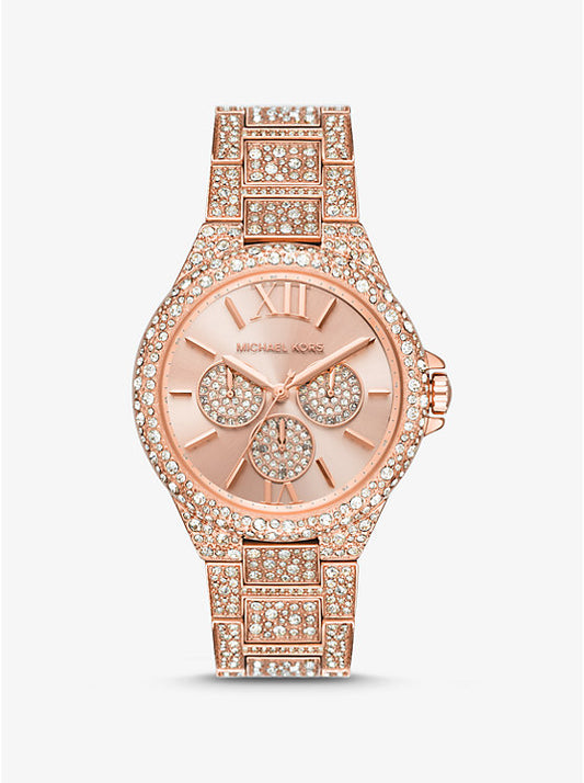 Michael Kors Camille oversized watch with rose gold-tone pave MK6961