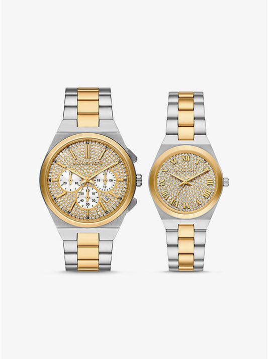 Michael Kors Lennox His and Hers Two-Tone Inlaid Watch Set MK7503SET