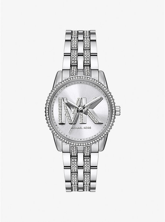Michael Kors Bryant Mini Silver-Tone Watch with Inlaid Logo MK7542