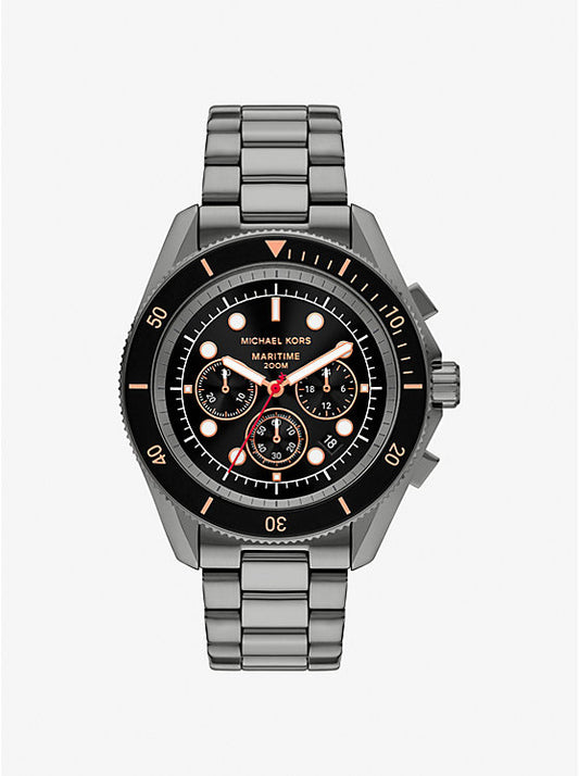 Michael Kors Oversized maritime clock in a gunmetal tone MK9204