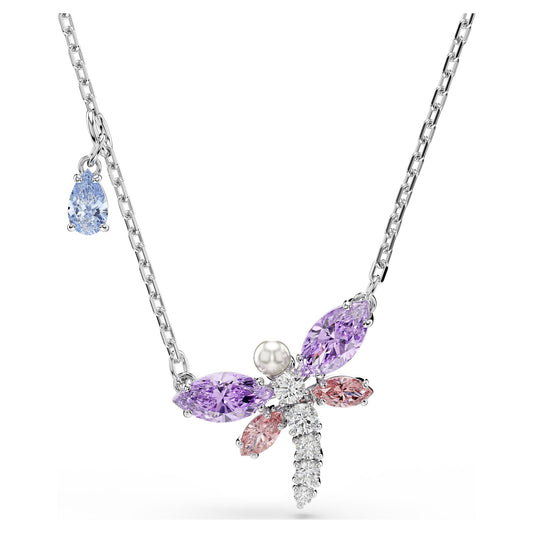 Swarovski Ariana Grande x Swarovski pendant Mixed cuts, Dragonfly, Multicolored, Rhodium plated 5737383