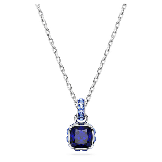 Swarovski Birthstone pendant Square cut, September, Blue, Rhodium plated 5651790
