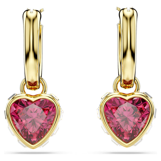 Swarovski Chroma drop earrings Heart, Red, Gold-tone plated 5684760