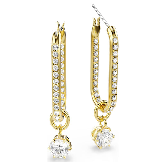 Swarovski Constella drop earrings Round cut, White, Gold-tone plated 5728587