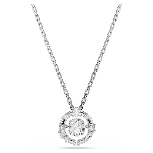 Swarovski Constella pendant Round cut, Dancing stone, White, Rhodium plated 5738247