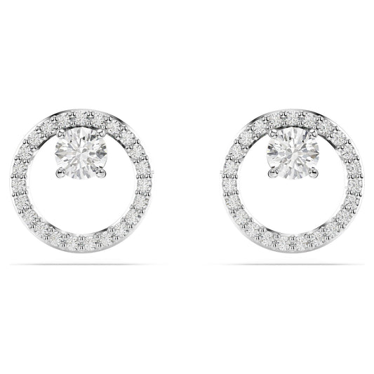 Swarovski Constella stud earrings Round cut, White, Rhodium plated 5692262