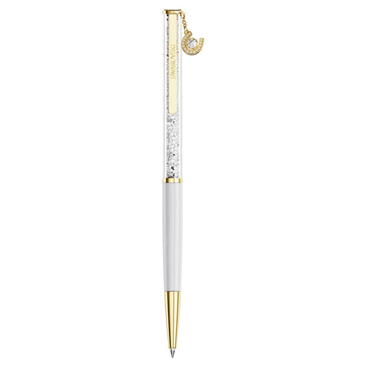 Swarovski Crystalline ballpoint pen Horse shoe, White, White lacquered, Gold-tone plated 5740699