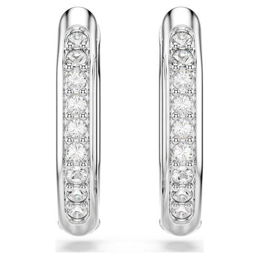 Swarovski Dextera hoop earrings Octagon shape, Round cut, Small, White, Rhodium plated 5724585