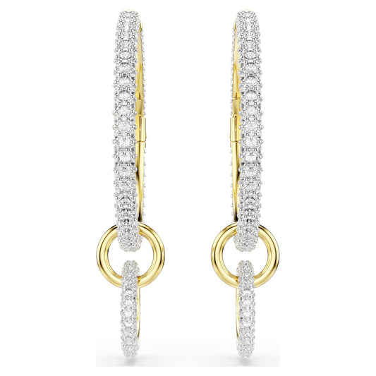 Swarovski Dextera hoop earrings Round cut, White, Gold-tone plated 5738201