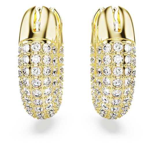 Swarovski Dextera hoop earrings Small, White, Gold-tone plated 5636530