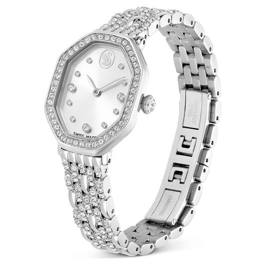 Swarovski Dextera octagon watch Swiss Made, Metal bracelet, Silver tone, Stainless steel 5698690