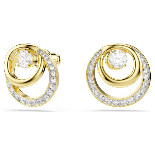Swarovski Hyperbola stud earrings Round cut, White, Gold-tone plated 5740407