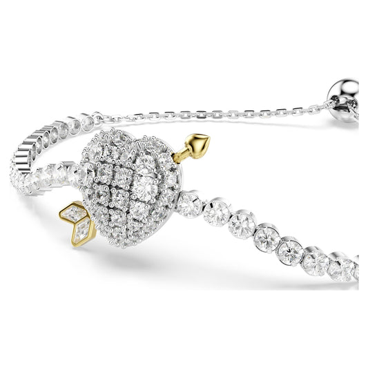 Swarovski Idyllia bracelet Mixed cuts, Heart with arrow, White, Rhodium plated 5742022