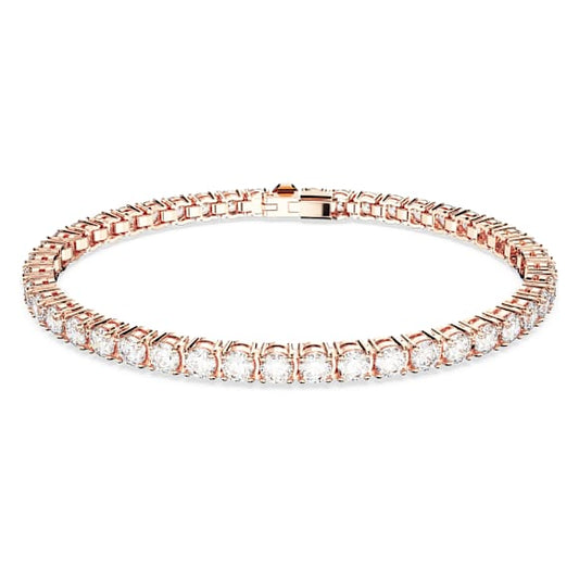 Swarovski Matrix Tennis bracelet Round cut, White, Rose gold-tone plated 5657659