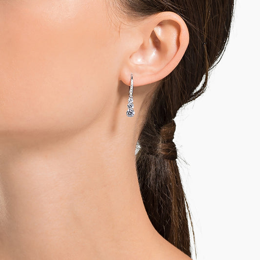 Swarovski Stilla Attract hoop earrings Round cut, White, Rhodium plated 5416155
