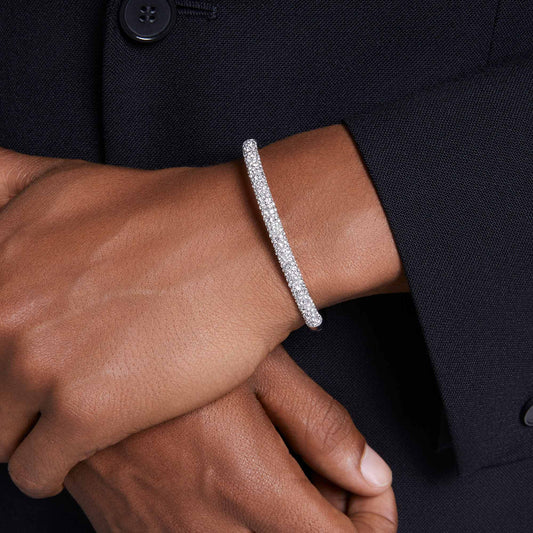 Swarovski Sublima bangle Snow pavé, White, Rhodium plated 5684241