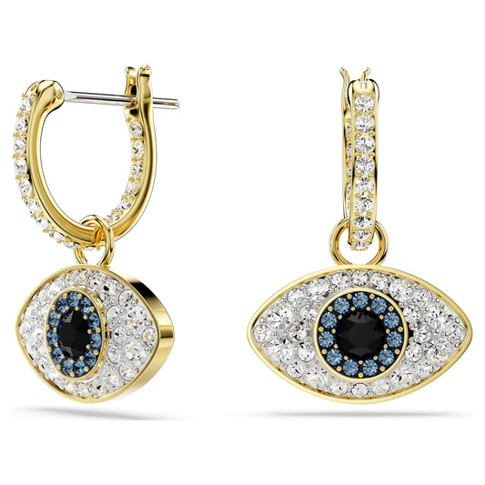 Swarovski Symbolica drop earrings Evil eye, Blue, Gold-tone plated 5692163