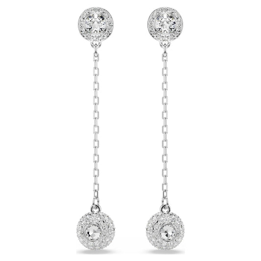 Swarovski Una Angelic drop earrings Round cut, White, Rhodium plated 5732273