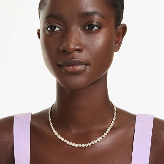Swarovski Una Angelic necklace Round cut, Small, White, Gold-tone plated 5751560