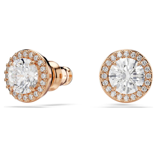 Swarovski Una Angelic stud earrings Round cut, Pavé, White, Rose gold-tone plated 5636275