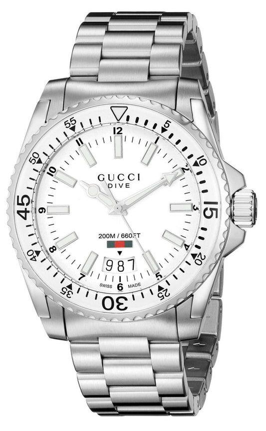 Gucci Dive Quartz White Dial 23mm YA136302