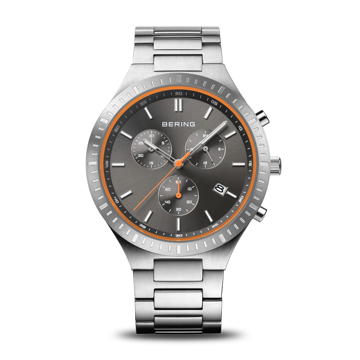 Bering Titan Chrono plata cepillado 11743-709-US