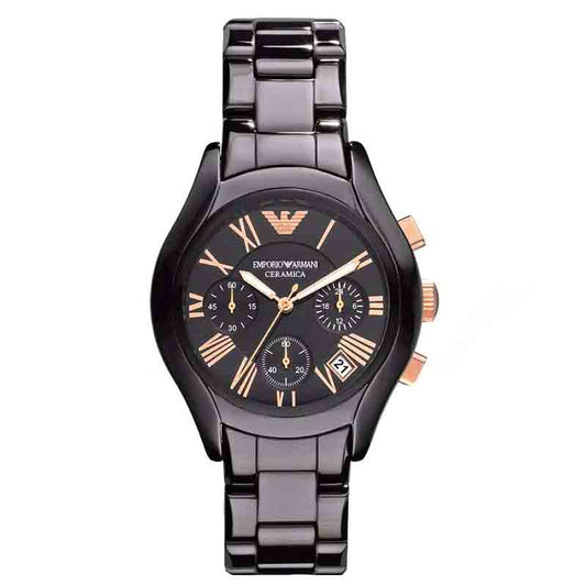 Emporio Armani Emporio Armani Women’s Chronograph Ceramic Chain Black Dial 38mm AR1411