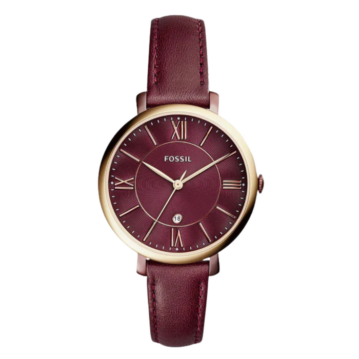 Fossil Jacqueline Burgundy Leather Strap Burgundy Dial Quartz Watch ES4099