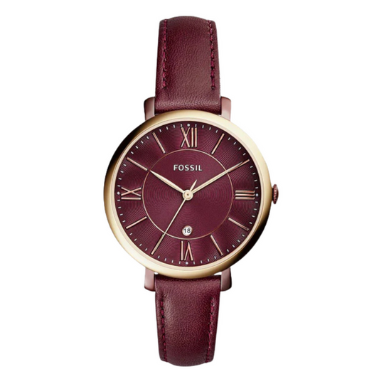 Fossil Jacqueline Burgundy Leather Strap Burgundy Dial Quartz Watch ES4099