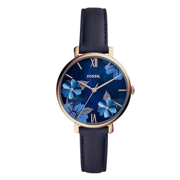 Fossils Jacqueline Blue Leather Strap Blue Dial Quartz Watch for Ladies ES4673