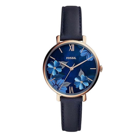 Fossils Jacqueline Blue Leather Strap Blue Dial Quartz Watch for Ladies ES4673