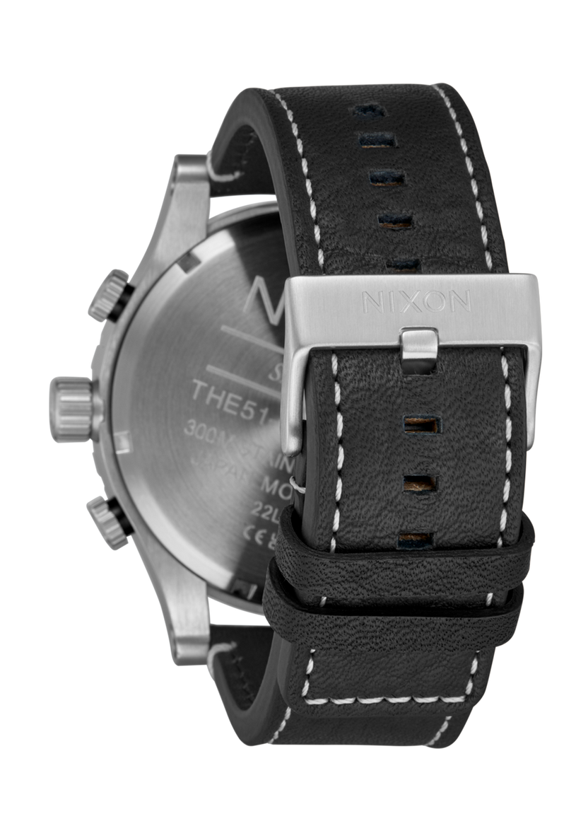 Nixon 51-30 Chrono Leather Silver/Black/Cranberry A1392-5199 51mm