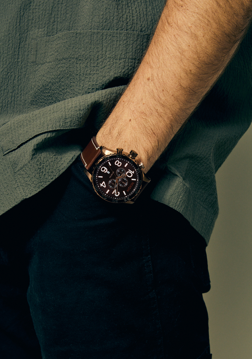 Nixon 51-30 Chrono Leather Chocolate / Dark Roast A1392-5240