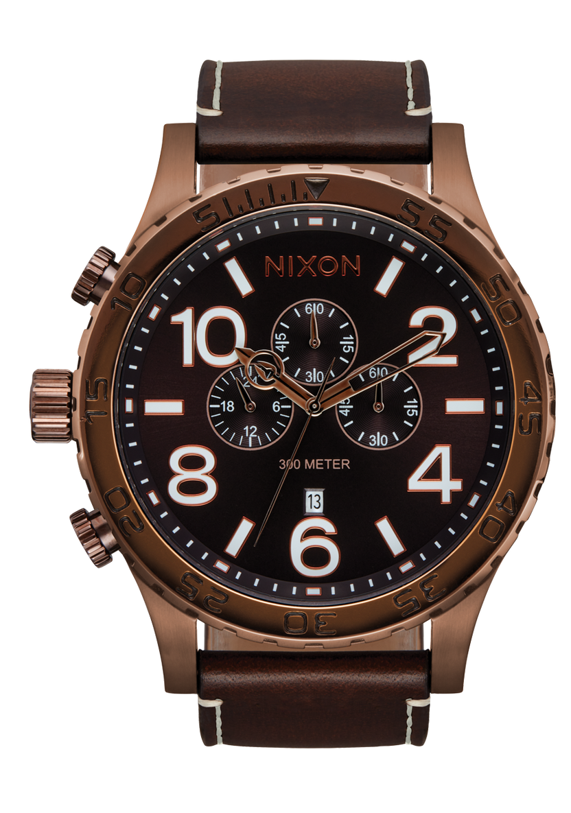 Nixon 51-30 Chrono Leather Chocolate / Dark Roast A1392-5240
