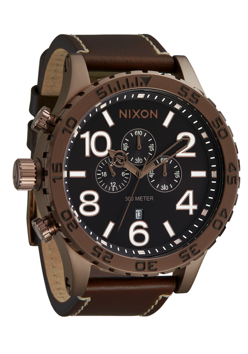 Nixon 51-30 Chrono Leather Chocolate / Dark Roast A1392-5240