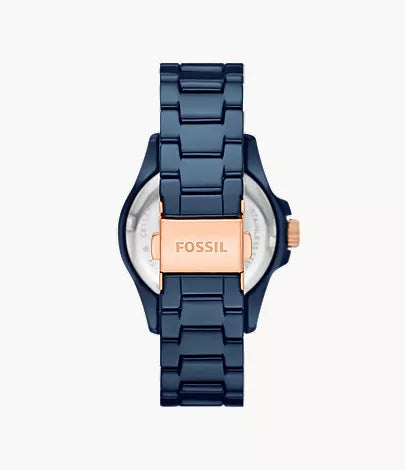 Fossils FB-01 Three-Hand Blue Ceramic Watch CE1125